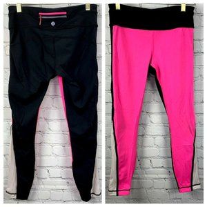 Lululemon Run Pace Tight Leggings size 6 Black Pink Colorblock Luxtreme Pocket